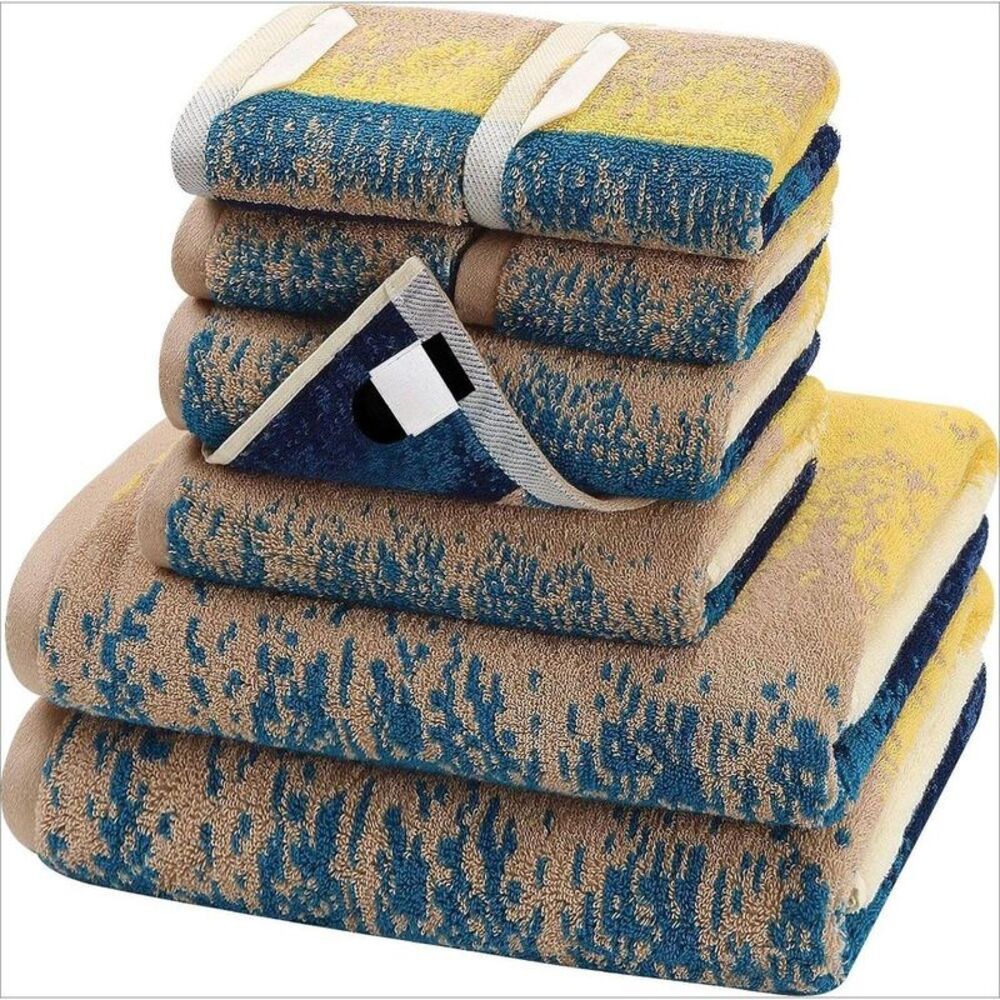AI'MAGE - 8 Piece Colorful Cotton Towel Set with Hanging Loo Blue